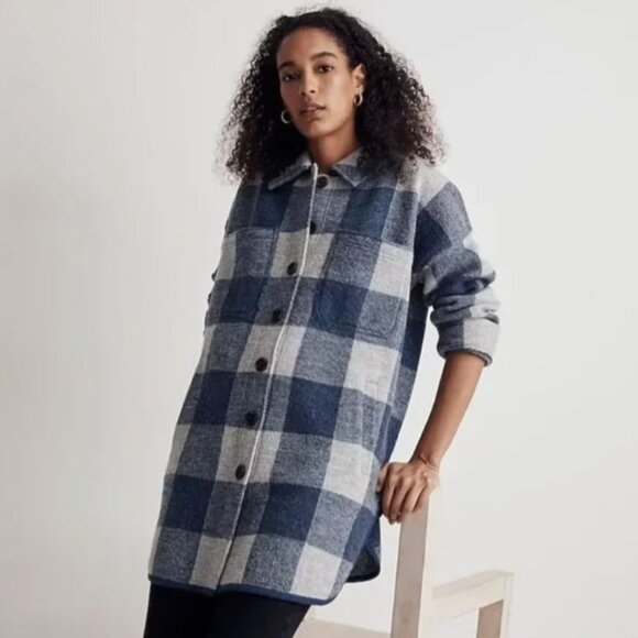 Boiled Wool Sweater Jacket in Buffalo Check Size XS - Picture 2 of 5